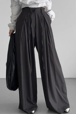 OSOPPO - Pantaloni a righe a vita alta e gamba ampia