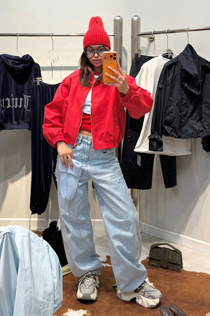 MACERATA - Jeans in denim a gamba larga con ricami