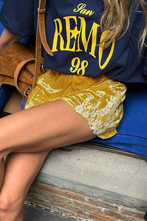 FORTUNA - Shorts in velluto con inserti in pizzo