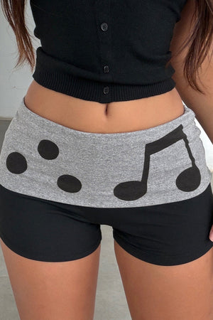 BELLAGIO - Shorts neri con stampa musicale
