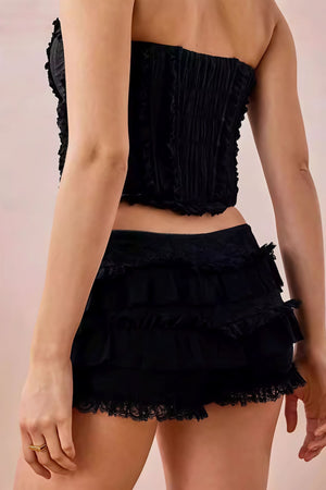 OLMENETA - Shorts in pizzo con volant
