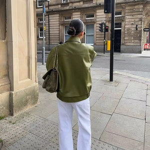 SEULO - Giacca Oversize da Donna con Collo Largo e Dettaglio con Bottoni a Pressione