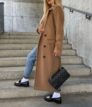 BERGOLO - Cappotto lungo doppiopetto con cintura