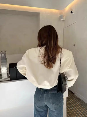 SUTRIO - Giacca Bomber Casual da Donna con Bottoni Frontali e Tasche a Patta