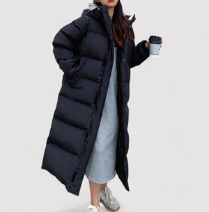 TODI - Giacca Parka Puffer Lunga Nera Impermeabile con Cappuccio da Donna