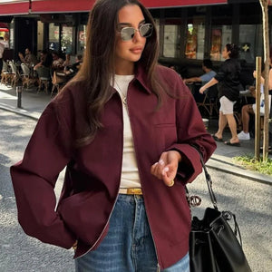 BROSSASCO - Giacca bomber cropped oversize color vino