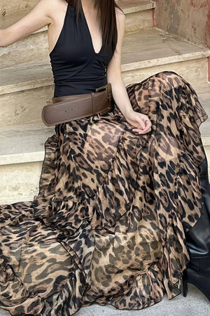 BUGNARA - Street Style Leopard Flowy Layer Skirt