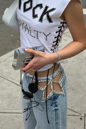 SALAPARUTA - Jeans dritti blu con stelle e strass