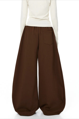 GIAGLIONE - Pantaloni wide leg curvi con stampa a contrasto