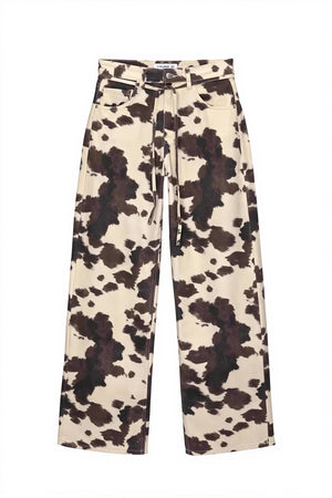 LUZZARA - Jeans a vita alta effetto cow print