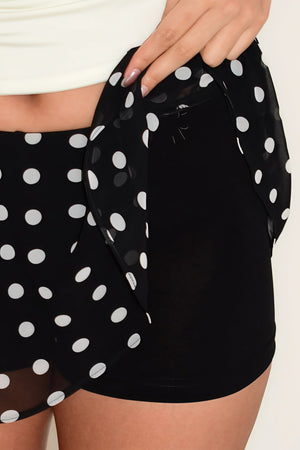 LICATA - Gonna mini a pois in tulle elasticizzato
