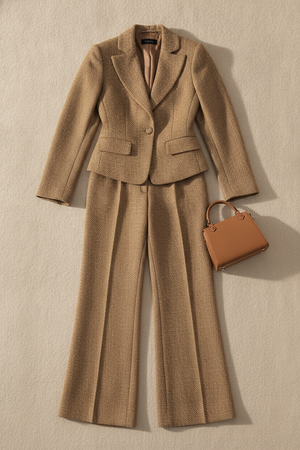 ARIANNA - Tailleur in tweed con blazer e pantaloni palazzo