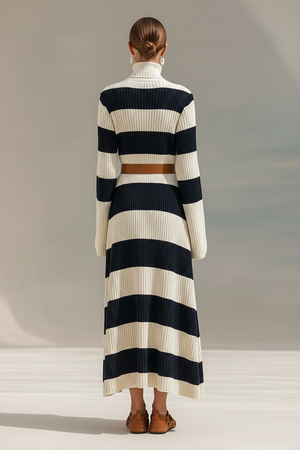 VALERIA - Vestito classico blu navy e bianco