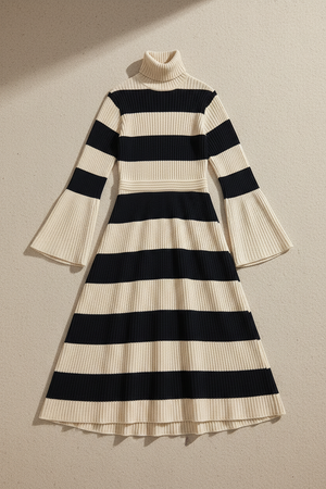 VALERIA - Vestito classico blu navy e bianco