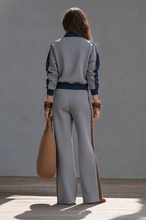 DORALICE - Completo sportivo zip-up con pantaloni a righe laterali