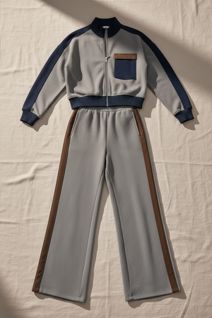 DORALICE - Completo sportivo zip-up con pantaloni a righe laterali