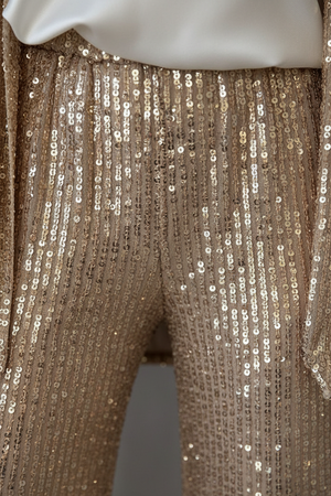OSANNA - Pantaloni a Vita Alta con Paillettes a Gamba Larga