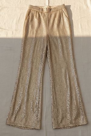 OSANNA - Pantaloni a Vita Alta con Paillettes a Gamba Larga