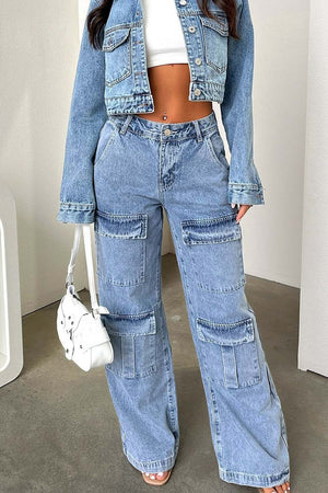 BORONEDDU - Jeans cargo dritti effetto vintage