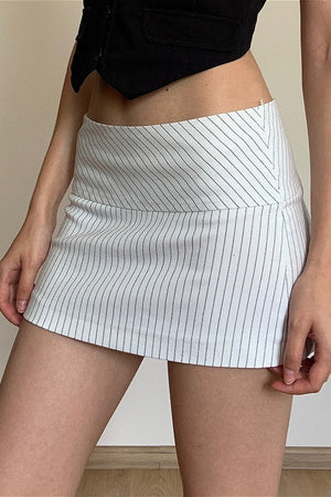 MELILLI - Minigonna a vita bassa con zip e righe