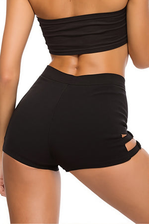 LIZZANELLO - Shorts neri a vita alta con lacci
