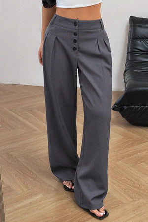 ANGORA - Chic Vintage Button Front Drape Pants