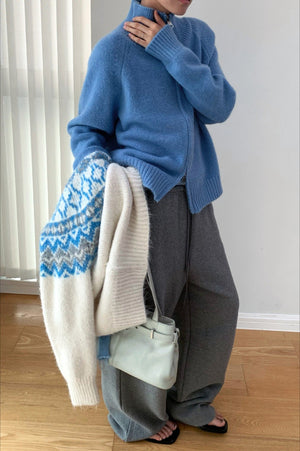 MALACHITE - Cardigan in maglia con zip e colletto