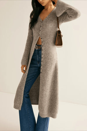 PORCIA - Cardigan elegante con cintura e scollo a V