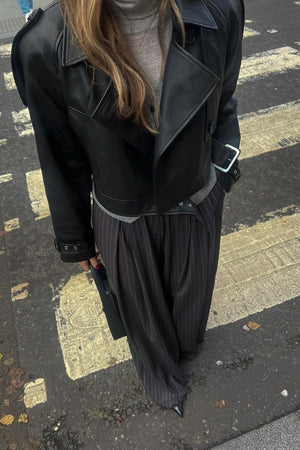 OSOPPO - Pantaloni a righe a vita alta e gamba ampia