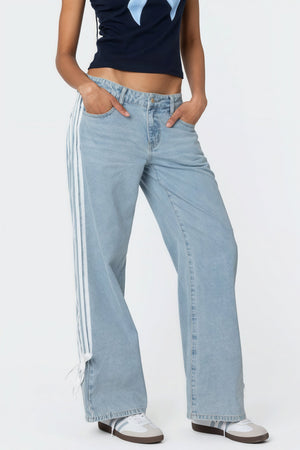 FARNESE - Jeans wide leg con lacci laterali