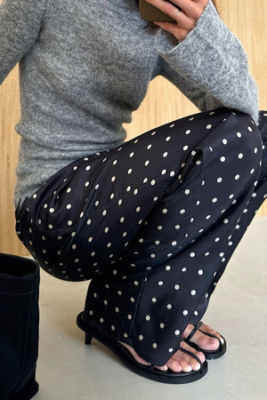 CASSACCO - Pantaloni dritti neri a pois