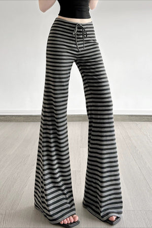 GELSOMINO - Pantaloni flare grigi a righe
