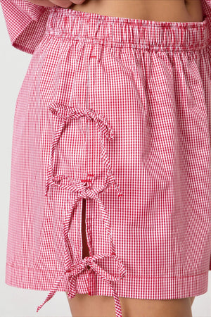 LAINATE - Stripe Bow Elastic Waist Casual Shorts