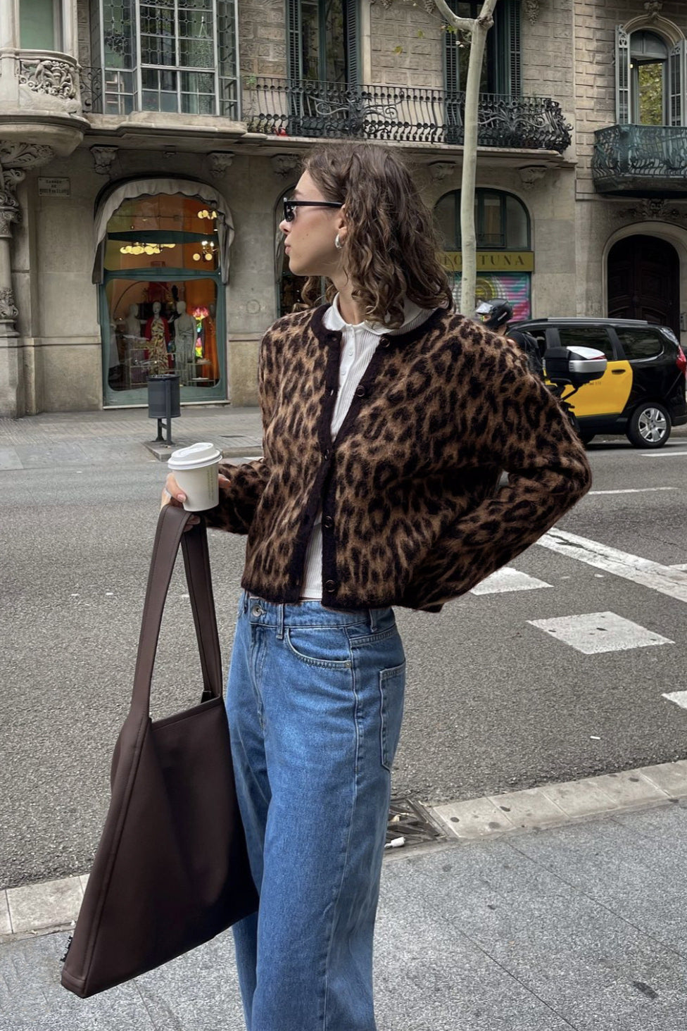 MASIO - Cardigan in viscosa con stampa leopardata
