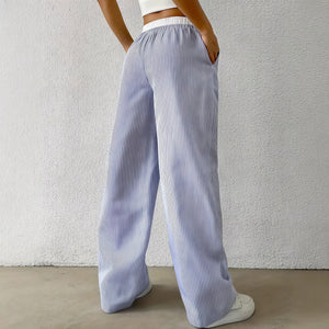 RIVELLO - Pantaloni dritti blu a righe con coulisse