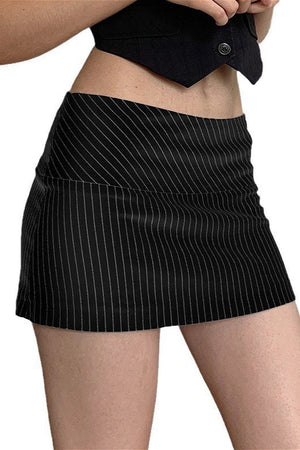 MELILLI - Minigonna a vita bassa con zip e righe