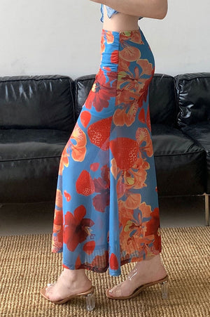 LENA - Holiday Floral Slim Low Waist Hip Skirt