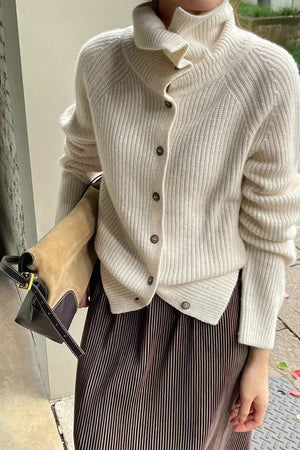 MAFALDA - Cardigan in maglia a coste con bottoni