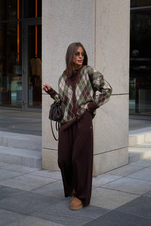 PARATICO - Cardigan oversize a rombi in maglia spessa