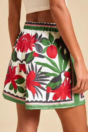 SPINETE - Shorts estivi a vita alta con stampa floreale