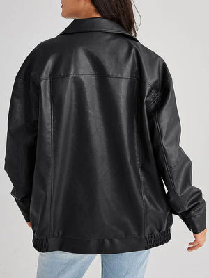CORTENUOVA - Giacca oversize in finta pelle con zip