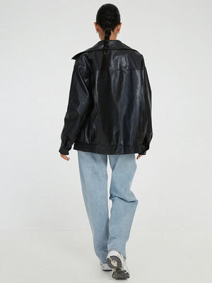 CORTENUOVA - Giacca oversize in finta pelle con zip
