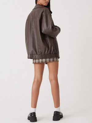 CORTENUOVA - Giacca oversize in finta pelle con zip