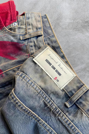 SENNARIOLO - Jeans wide leg blu dal fascino vintage