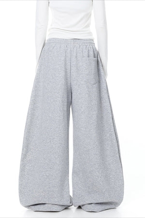 GIAGLIONE - Pantaloni wide leg curvi con stampa a contrasto