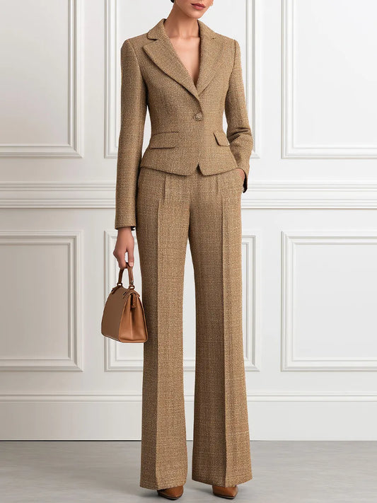 ARIANNA - Tailleur in tweed con blazer e pantaloni palazzo