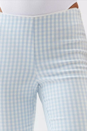 TASSAROLO - Pantaloni slim a quadri con bordo in pizzo