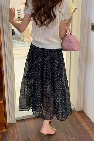 BUCCINO - Sexy Floral Drawstring Waist Flowy Skirt