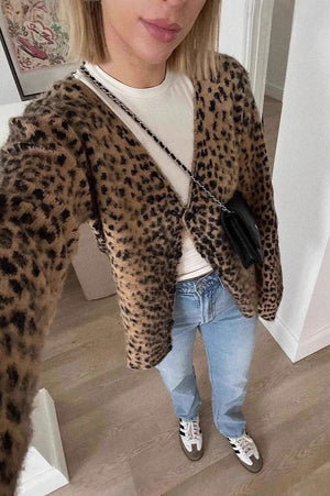 VINICIA - Cardigan leopardato in maglia morbida