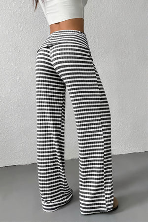 ELISA - Pantaloni neri a gamba dritta in maglia elasticizzata